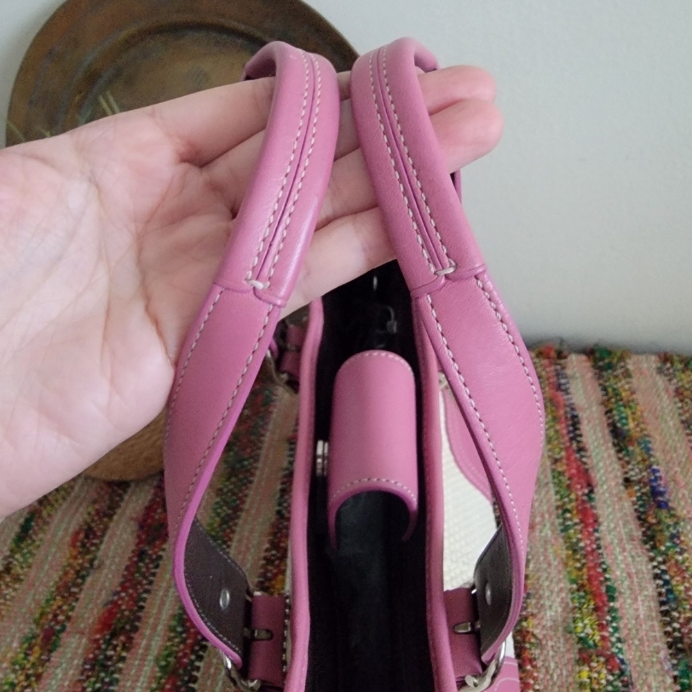 Coach Pink Raffia Handbag - Picture 6 of 9